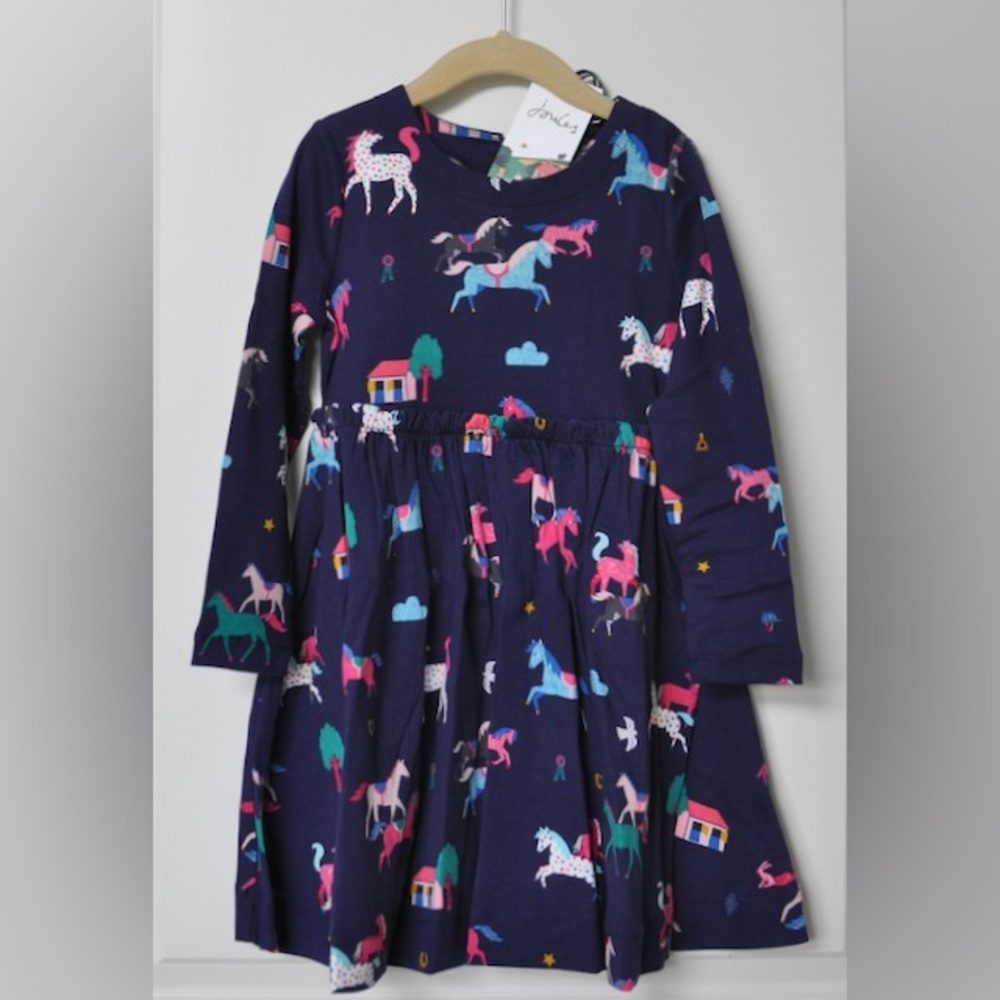 Joules Horse Print Cotton Jersey Dress New With Tag